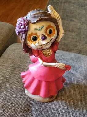Pink Day of the Dead Skeleton Girl Figurine Resin